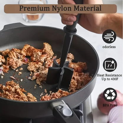 1PC Handheld Meat Chopper & Masher – Manual Kitchen Meat Grinder for Mixing Rice, Mashing Meat & Food Preparation, Compact Cooking Tool