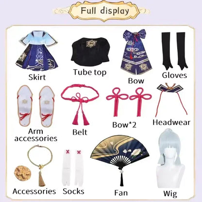 Kamisato Ayaka Cosplay Costume – Genshin Impact Dress with Wig (Women’s Full Fan Set)