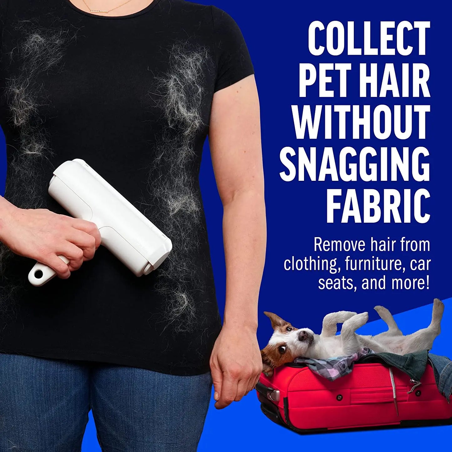 Self-Cleaning Pet Hair Remover Roller – Reusable Dog & Cat Fur Remover for Furniture, Clothing & Upholstery