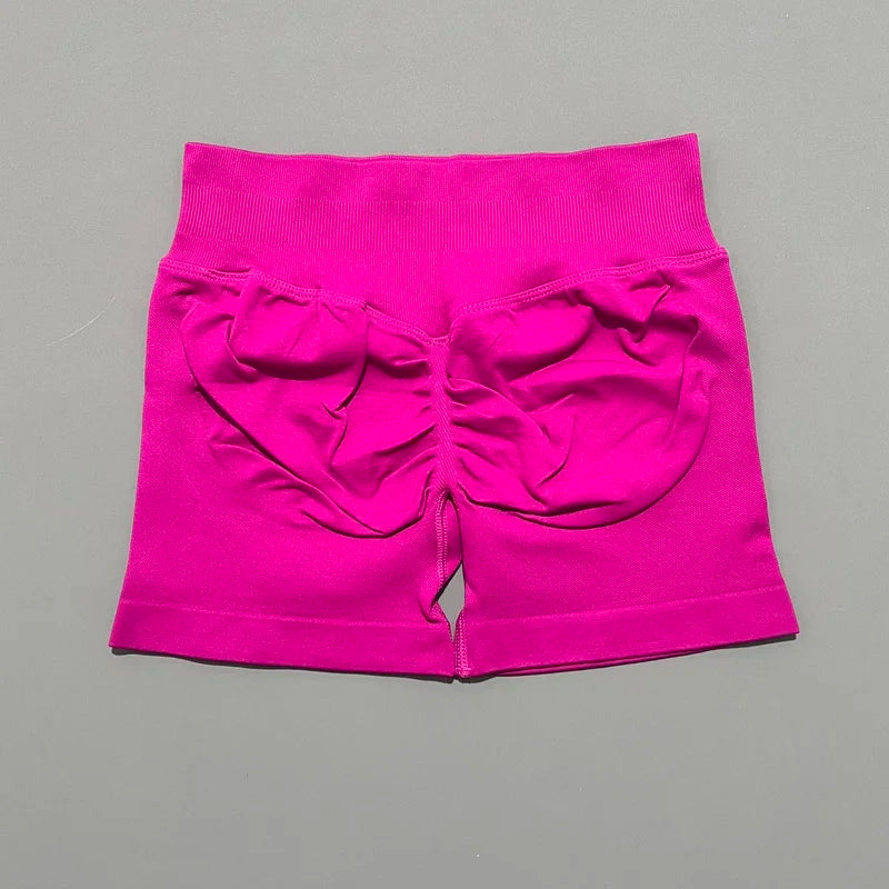 Pantalones cortos de gimnasio sin costuras con efecto Scrunch Butt para mujer – Pantalones cortos de yoga de cintura alta para correr, entrenar, fitness y ropa deportiva