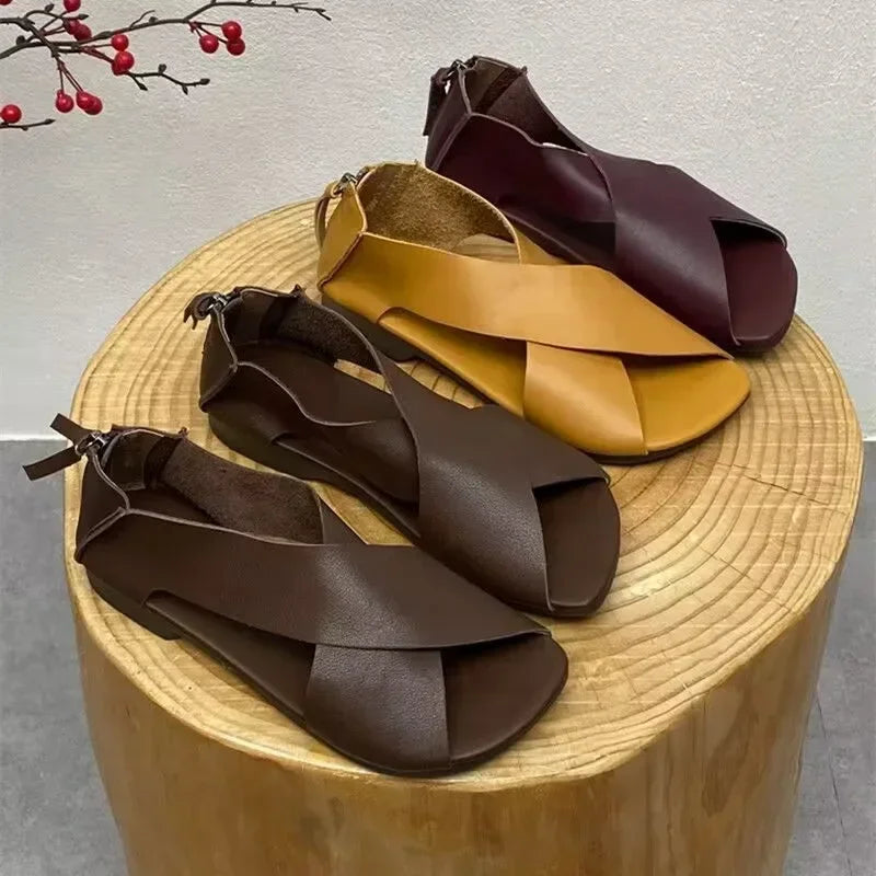 Women's Gladiator Flat Sandals Open Toe Casual Roman Beach Summer Shoes