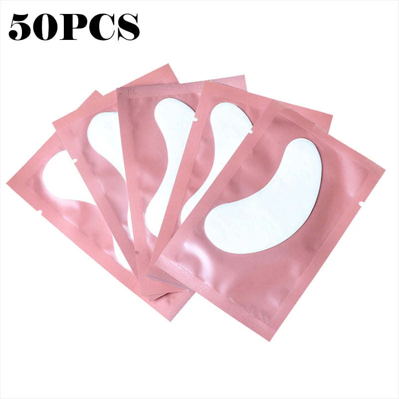 50 PARCHES DE HIDROGEL PARA EXTENSIONES DE PESTAÑAS – Almohadillas para Debajo de los Ojos para Injerto de Pestañas, Aislamiento de Pestañas, Mascarilla Hidratante para Ojos y Tratamiento de Belleza