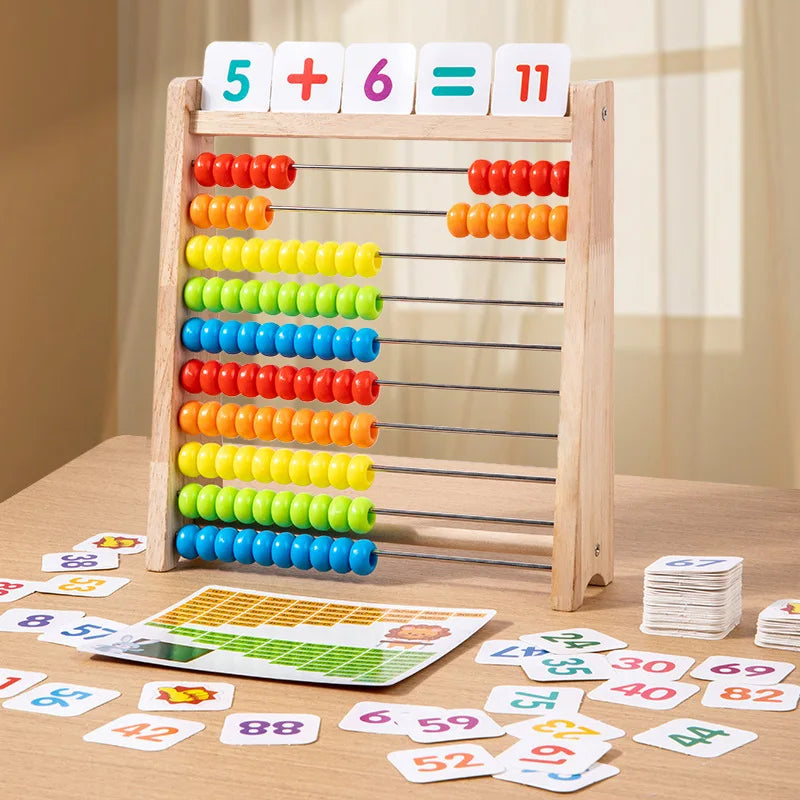 Classic Wooden Counting Toy – 100 Beads Montessori Abacus, Preschool Math Learning Toy, Number Arithmetic Practice Board, Early Education Gift for Toddlers