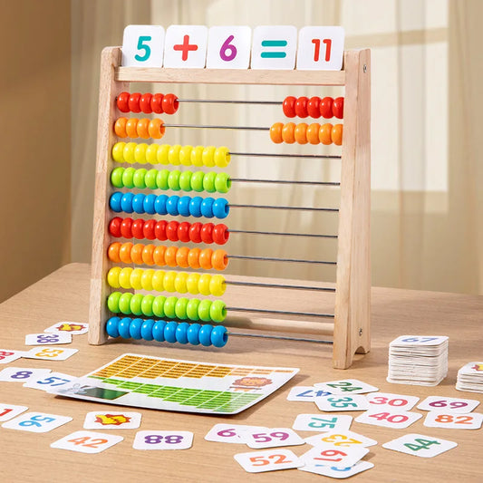 Juguete clásico de madera para contar – Ábaco Montessori de 100 cuentas, juguete de aprendizaje de matemáticas preescolares, tablero de práctica de aritmética numérica, regalo de educación temprana para niños pequeños