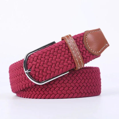 Ceinture élastique tressée unisexe en toile tissée, à boucle ardillon, pour jeans (107/120/130cm)