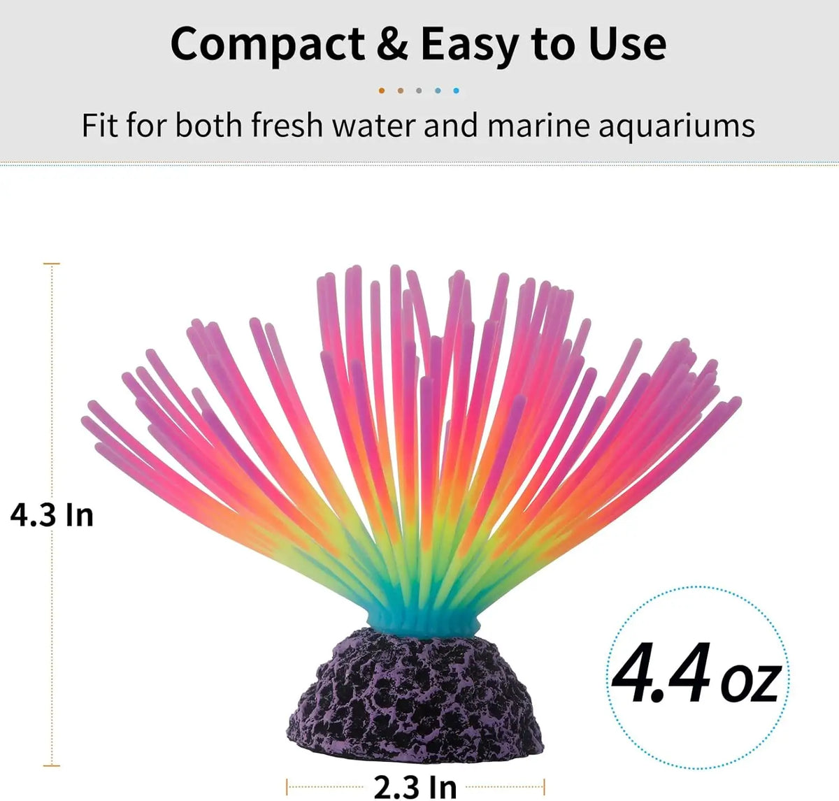 Glowing Rainbow Sea Urchin Aquarium Ornament – Artificial Silicone Ball Decoration with Luminous Effect for Fish Tank Aquascaping & Landscape Decor