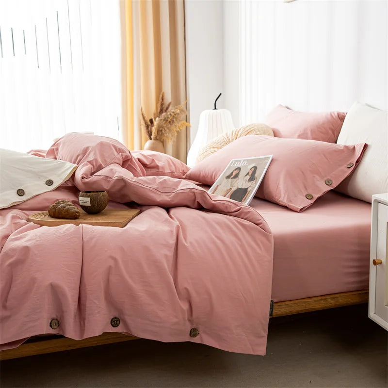 3-Piece 100% Cotton Bedding Set – Duvet Cover & Pillowcase Set for Queen & King Beds