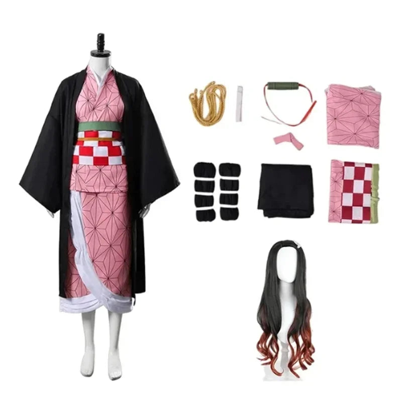 Kamado Nezuko Cosplay Costume – Japanese Anime Uniform Party & Carnival Outfit for Adults, Halloween Roleplay Costume