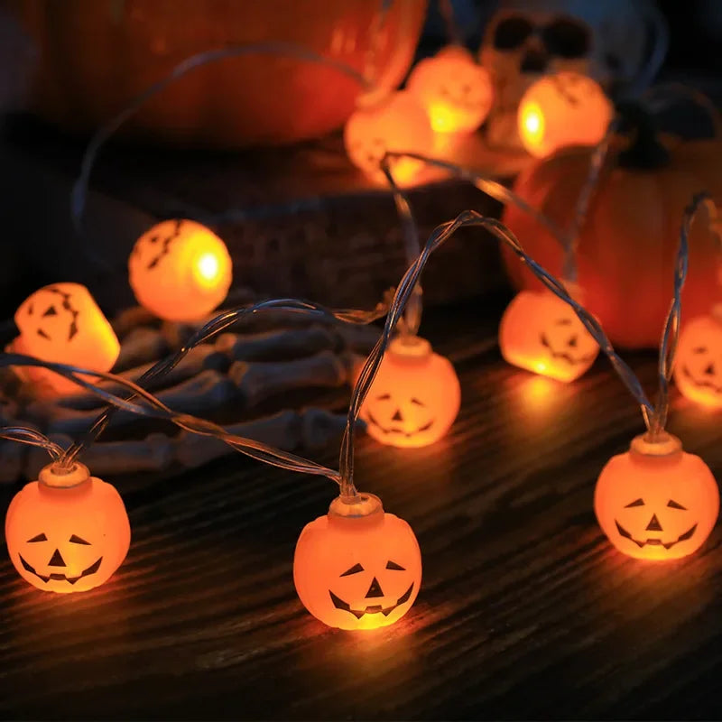 Halloween LED String Lights – Pumpkin, Skull & Eyeball Shaped Lanterns for Trick or Treat, Party, Haunted House & Horror Decor