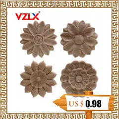 Appliques décoratives en bois moulé – Boiseries murales sculptées pour meubles, armoires, coins et décoration intérieure