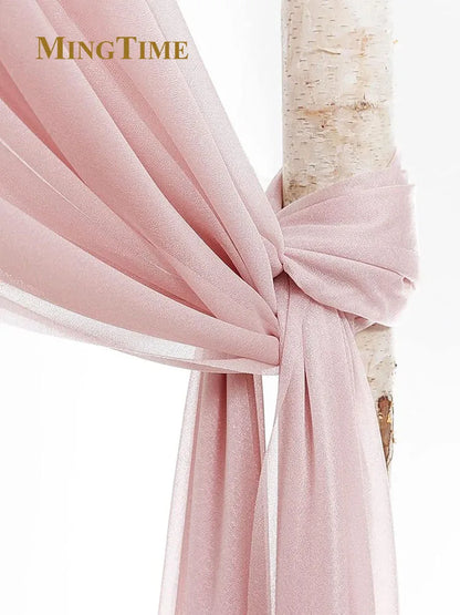 Blush Pink Chiffon Wedding Arch Drape – 6M/10M Sheer Fabric Curtain for Ceremony & Party Backdrops