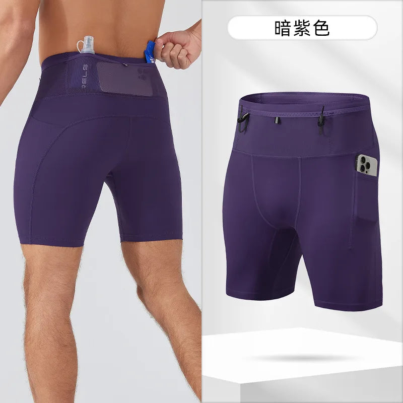 Men's Compression Running Shorts – Multi-Pocket Marathon, Gym & CrossFit Fitness Training Sports Shorts