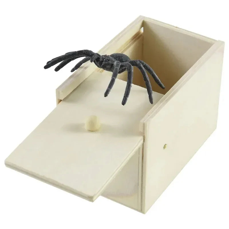 Juguete de Broma Araña con Caja de Madera – Regalo Realista de Halloween para Niños, Casas Embrujadas y Recuerdos de Fiesta