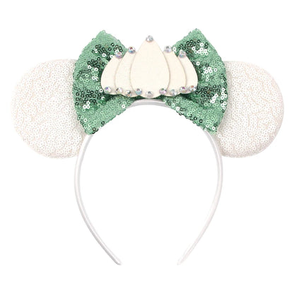 Diadema de orejas de Mickey Mouse de Lilo & Stitch – Lazo de lentejuelas de 5" Accesorio para el cabello de dibujos animados para mujeres y niñas | Diadema para fiestas y festivales