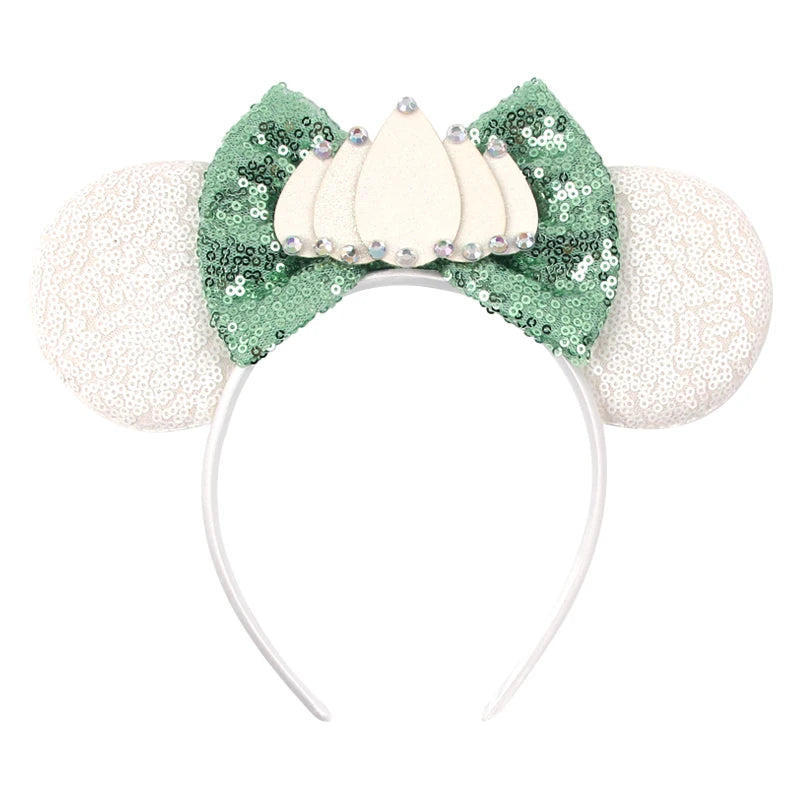 Diadema con Orejas de Rana de la Princesa Tiana – Diadema con Lazo y Corona Inspirada en Disney para Mujeres y Niñas | Accesorios para el Pelo de Festival y Niños