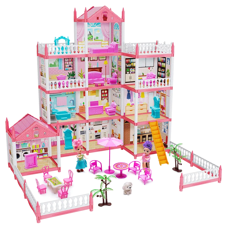 3D DIY Mini Princess Castle Villa Assembly Toy House with LED Lights – Creative Doll House Accessories Set, Girl Birthday Gift