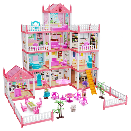 3D DIY Mini Princess Castle Villa Assembly Toy House with LED Lights – Creative Doll House Accessories Set, Girl Birthday Gift