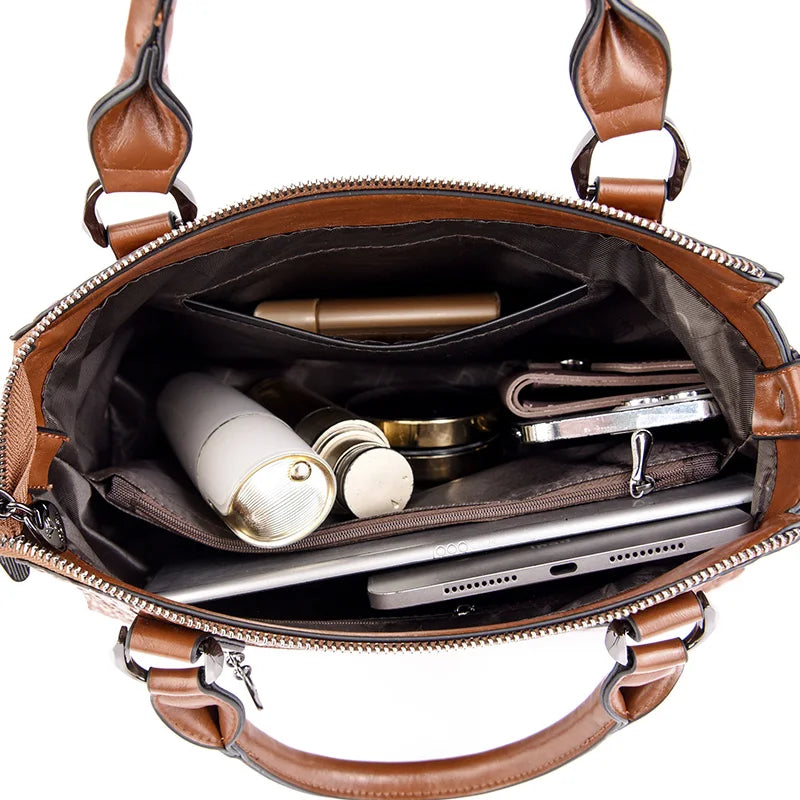 Luxury Soft Leather Women's Shoulder Crossbody Bag Large Capacity Designer Style Handbag