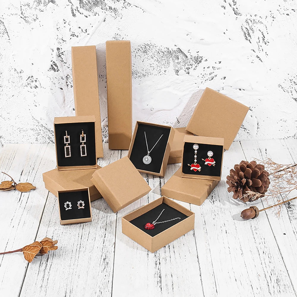 12PCS Paper Jewelry Gift Boxes for Rings, Earrings, Bracelets & Necklaces – Black & Gray Display Cases