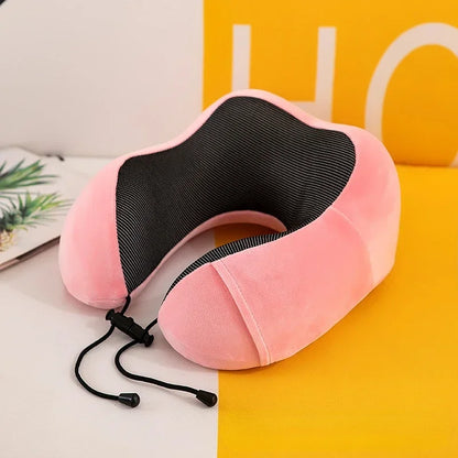 Almohada de cuello de espuma viscoelástica en forma de U – Almohada de viaje suave para dormir en avión, cojín de soporte cervical, almohada ergonómica para el cuello para viajes, oficina y relajación en el hogar