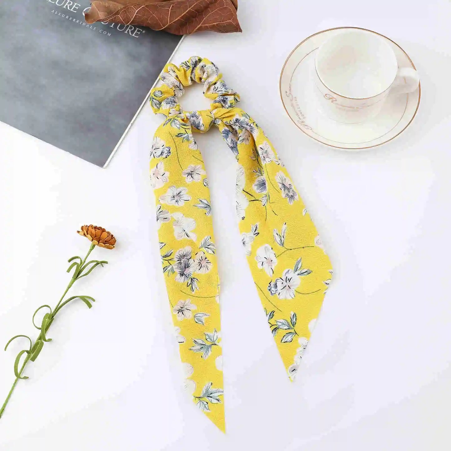Korean Dots Scrunchie Hair Tie – Long Scarf Ponytail Elastic Hair Band for Women | Sweet Fashion Hair Accessories