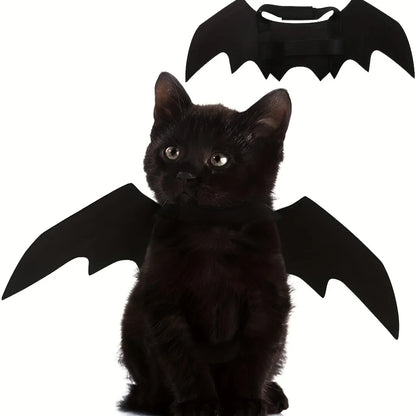 Pet Bat Wings Costume – Adjustable Soft Polyester Bat Wing Cosplay Outfit for Cats & Small Dogs, Cute Halloween Party Costume