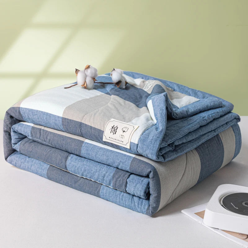 100% Cotton Summer Quilt – Lightweight Long Staple Cotton Comforter for Twin, Queen & Double Beds