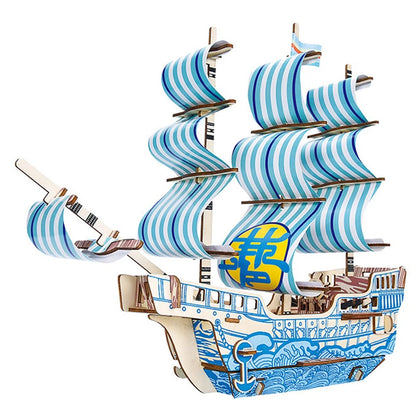 Maqueta 3D de Barco de Vela de Madera – Kit de Montaje de Barco de Madera DIY, Juguete Educativo de Construcción, Proyecto de Manualidades Creativo y Regalo de Fiesta para Niños