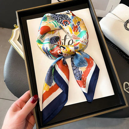 Women's Luxury Satin Silk Feel Square Scarf Printed Hair Scarf Neckerchief Bandana Hijab Wrap