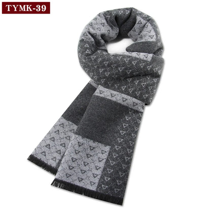 Écharpe d'hiver en imitation cachemire pour homme, douce à carreaux, chaude en mélange de laine, longue, châle, cache-col