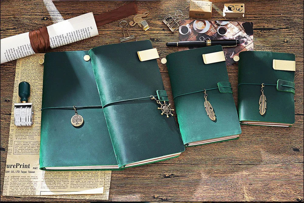 Genuine Leather Refillable Travel Journal – Handmade Retro Diary, Sketchbook & Notebook