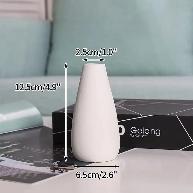 Florero Nórdico de Cerámica Blanca – Jarrón Decorativo Moderno para Sala de Estar, Decoración del Hogar y Escritorio