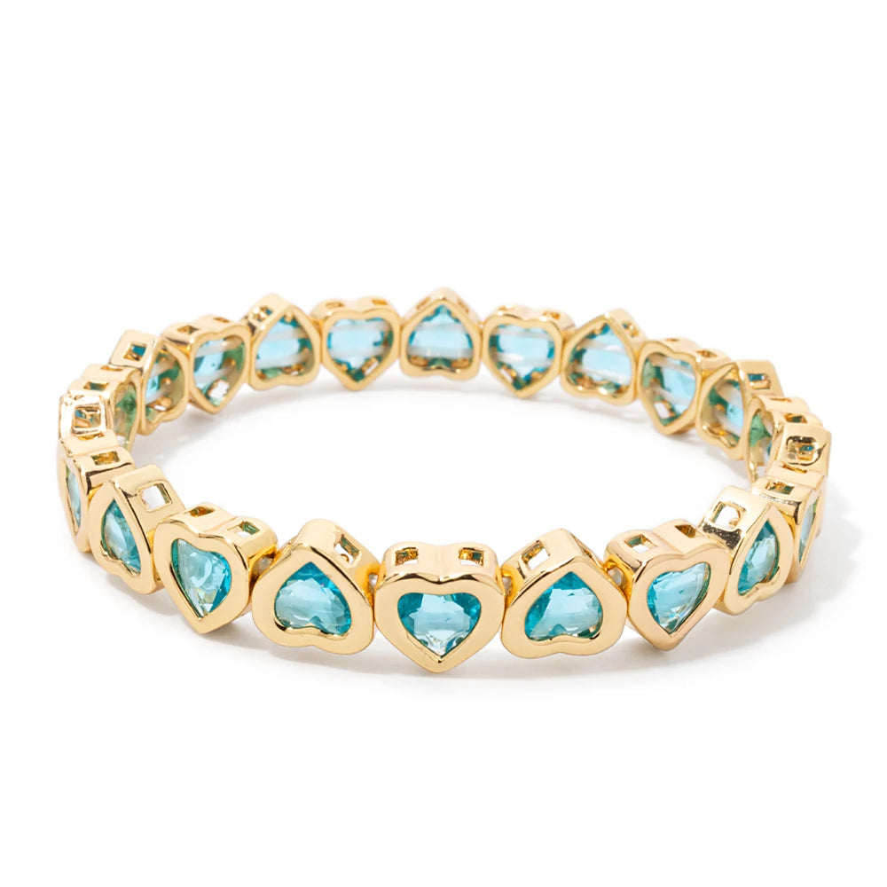 Brazalete de puño elástico para mujer 2024 Gold Love con diamantes de imitación color melocotón, joyería de moda