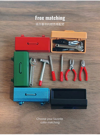 Miniature maison de poupée Kit d'outils – Clé, marteau, tournevis et pinces mini accessoires pour poupées Blythe, OB11, scènes de maison de poupée, loisirs créatifs et présentoirs de collection