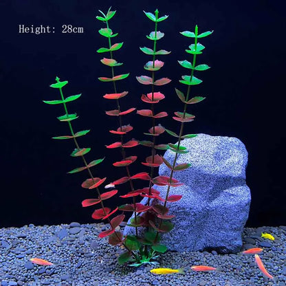 Artificial Underwater Aquarium Plants – Plastic Aquatic Fake Shrubs & Green Water Grass for Fish Tank Landscaping, Realistic Simulated Decor