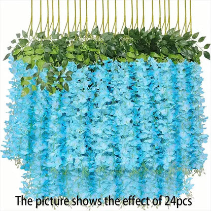 12PCS Artificial Wisteria Vine Flowers – Silk Hanging Trailing Garland for Wedding, Party & Home Decor | DIY Floral Decoration