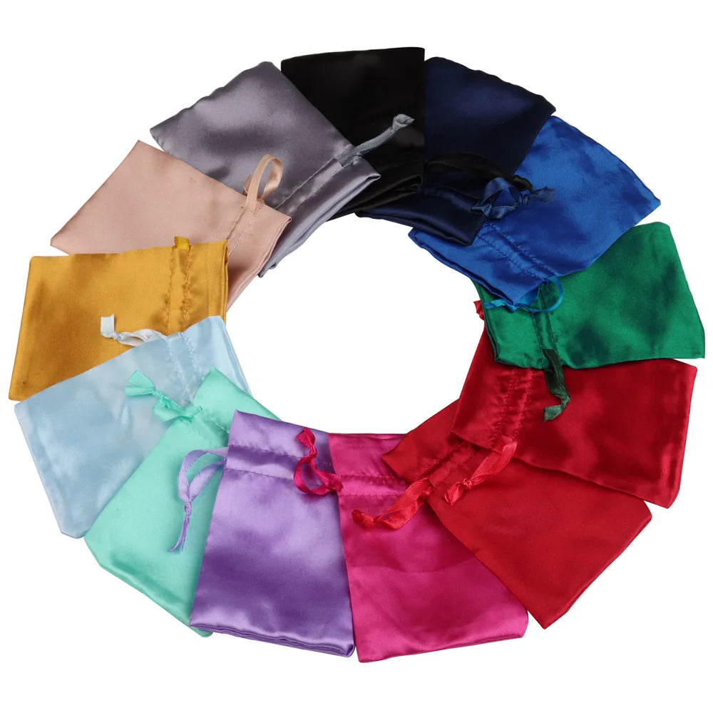 10/25/50PCS Bolsas de Regalo de Seda Satinada con Cordón para Joyas – Bolsitas de Lujo para Bodas, Fiestas, Dulces, Joyas y Empaque de Regalo