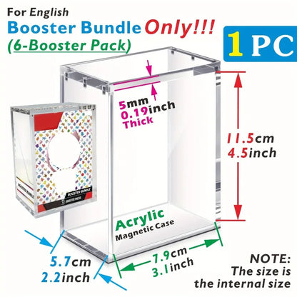 Acrylic Trading Card Storage Box – Magnetic Closure Stackable Case for Booster & Elite Trainer TCG Cards (1–2 Pack)