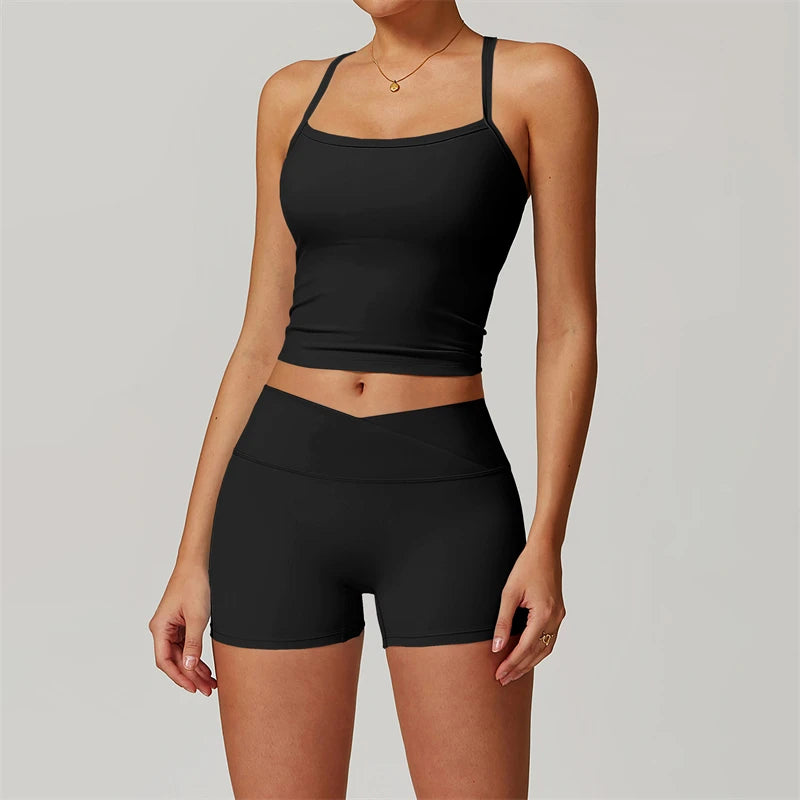 Conjunto de entrenamiento de 2 piezas para mujer: sujetador deportivo push-up y leggings de cintura alta, atuendo para yoga, gimnasio y fitness