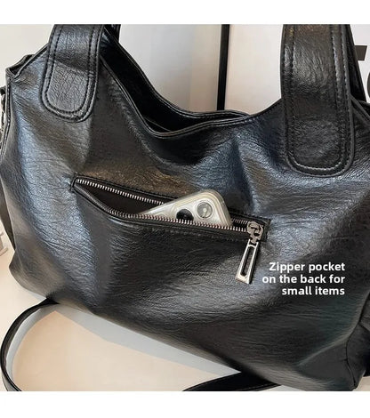 Women’s PU Leather Shoulder Bag – 2026 Fashion Handbag with Soft Interior Compartment, Contrast Color Design, Zipper Closure, Stylish Everyday Purse for Work, Travel & Casual Use