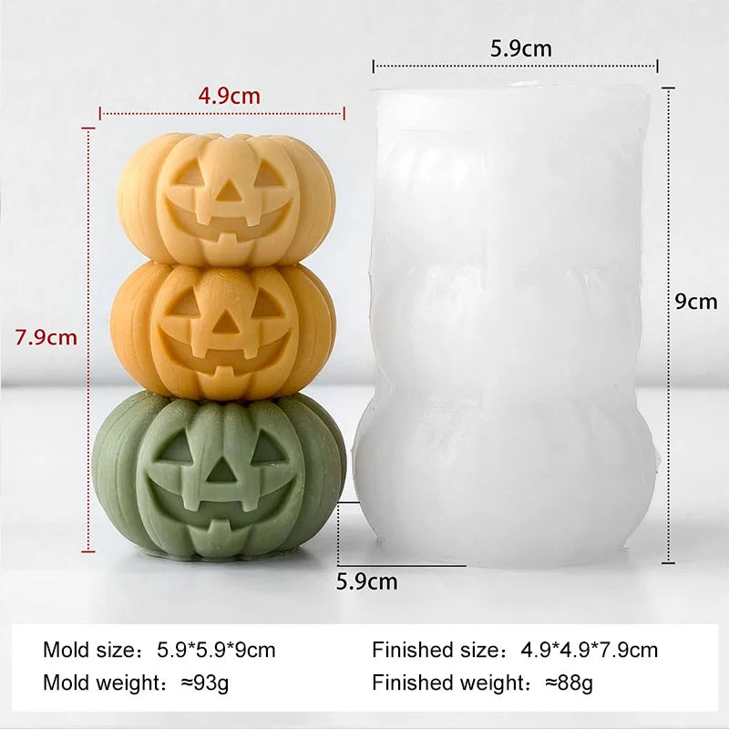 Halloween Mini Ghost Pumpkin Silicone Mold – 3D Stackable Candle Mold for DIY Soap, Resin, Plaster Crafts & Home Decor