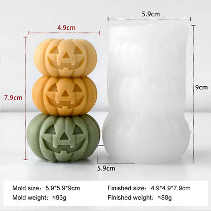 Halloween Mini Ghost Pumpkin Silicone Mold – 3D Stackable Candle Mold for DIY Soap, Resin, Plaster Crafts & Home Decor