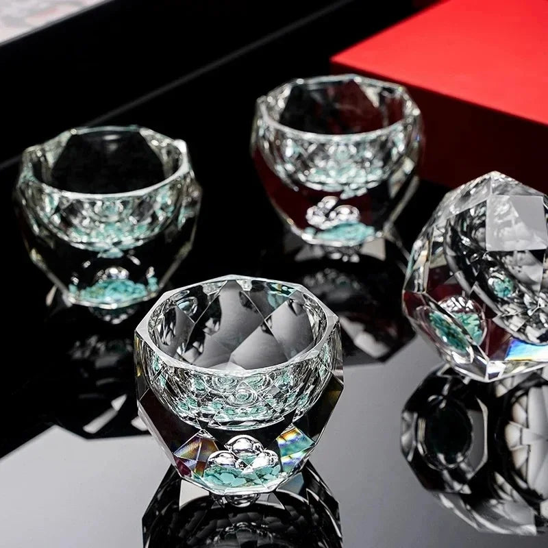 50ml Crystal Shot Glass, Diamond Faceted Double-Bottom Glass Cup, Elegant Whiskey Liquor Glass, Mini Espresso and Tea Cup, Luxury Bar Drinkware