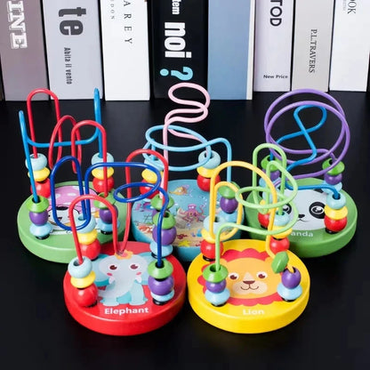 Jouet Montessori en bois de montagnes russes – Labyrinthe de perles pour bébé, boulier d'apprentissage des mathématiques pour les tout-petits de 1 à 3 ans, cadeau de développement éducatif précoce