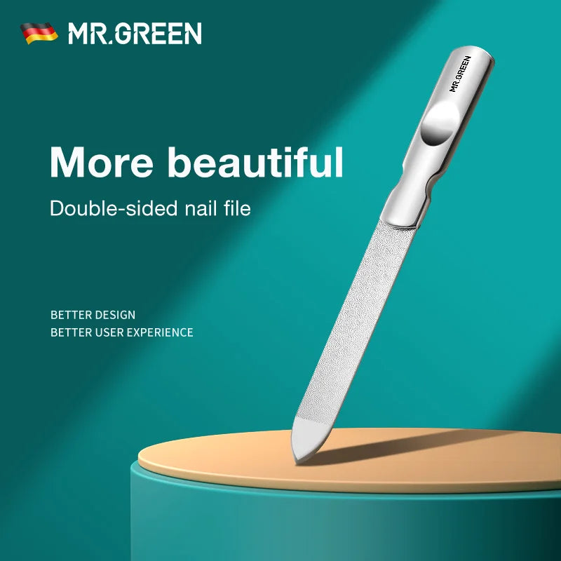 MR.GREEN Double-Sided Stainless Steel Nail File – Professional Manicure & Pedicure Grooming Tool for Finger & Toenails