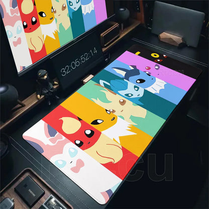 Japan Anime Gamer XXL Desk Mat – Eevee Kawaii Extended Mouse Pad (900×400 Gaming Keyboard & Mouse Pad)