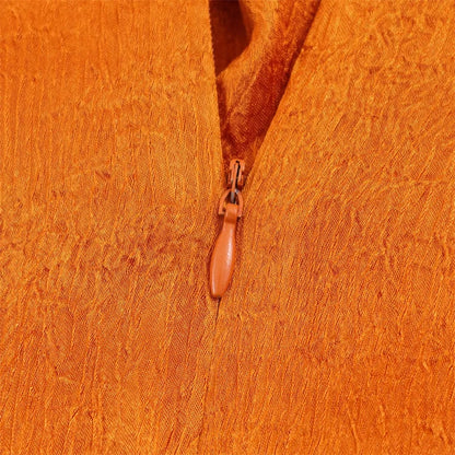 Women’s 2026 Spring Orange Sleeveless Satin Top Long Ribbon Elegant Stylish Fashion Blouse