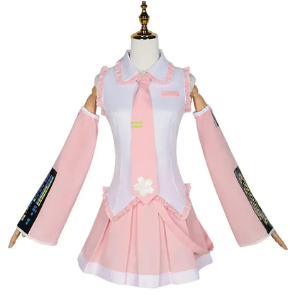 Hatsune Miku Cosplay Costume – Sakura Cherry Blossom Outfit with Wig (Girls Halloween Performance Set)
