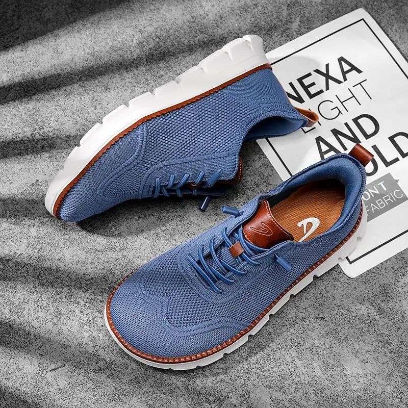 Baskets décontractées larges pour hommes – Chaussures de marche respirantes en Flyknit avec semelle souple et confort antidérapant pour l'été