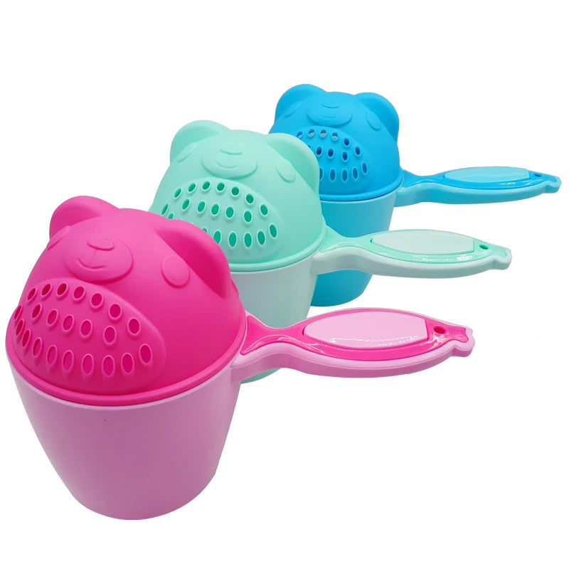 Vaso de enjuague para champú de bebé – Cucharón de agua de baño de oso de dibujos animados para bebés y niños pequeños